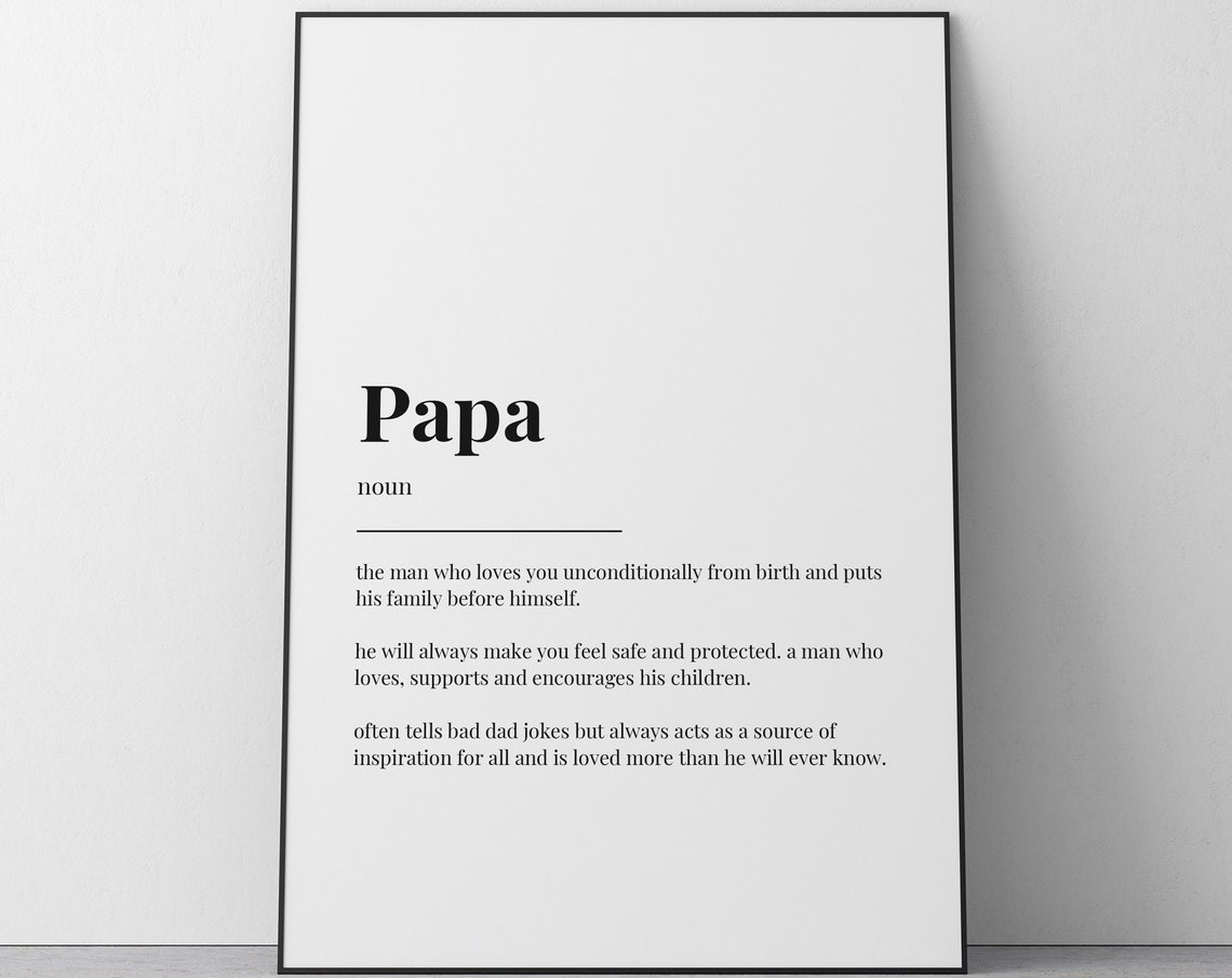Papa Definition Typography Quote Poster Fathers Day Gift Decor