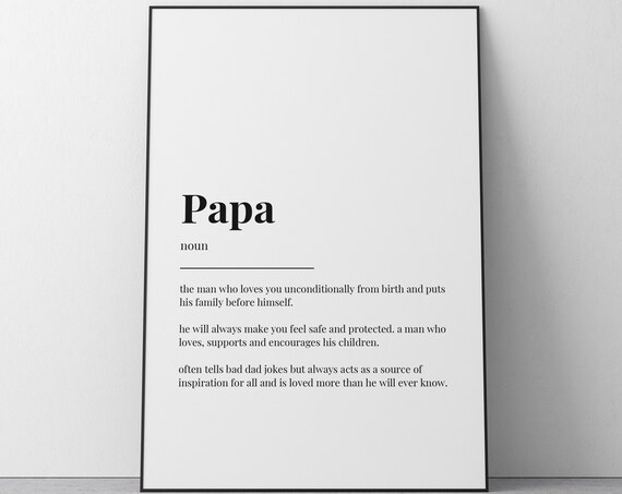 Papa Definition Typography Quote Poster Fathers Day Gift Decor