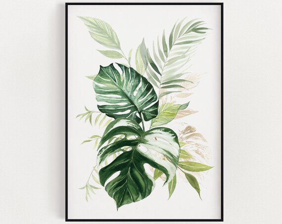Botanical Wall Art Watercolour Plants Prints Tropical Instant