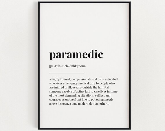 Paramedic Definition Print, Gift for Paramedic