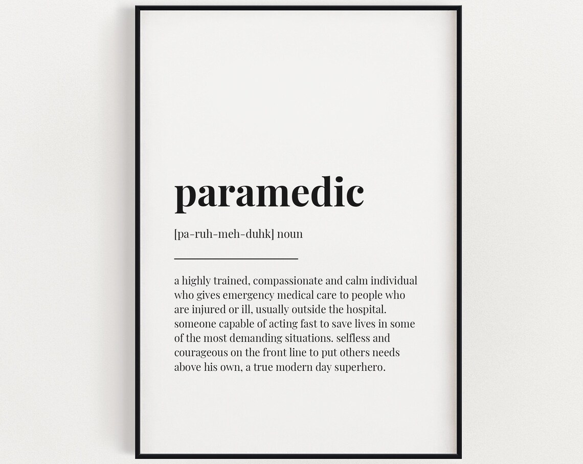 Paramedic Definition Print, Gift for Paramedic