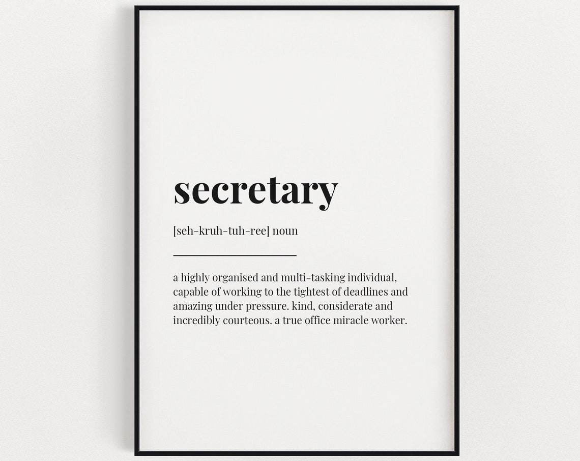 Secretary Definition Typography Wall Art Print