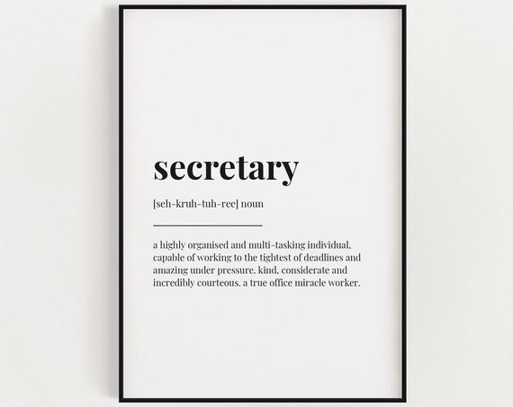 Secretary Definition Typography Wall Art Print