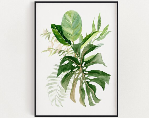 Botanical Wall Art Watercolour Plants Prints Tropical Instant