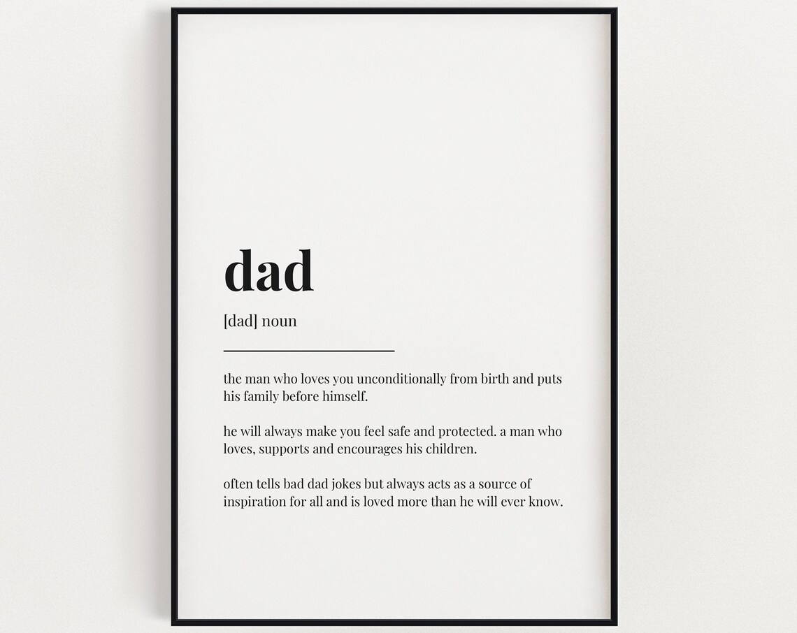 Dad Definition Meaning Wall Art, Father's Day Print