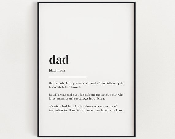 Dad Definition Meaning Wall Art, Father's Day Print