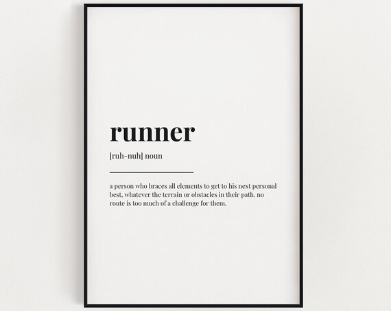 Runner Definition Meaning Motivational Dictionary Black White Poster