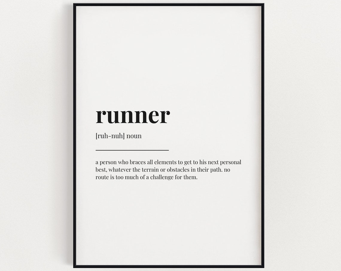 Runner Definition Meaning Motivational Dictionary Black White Poster