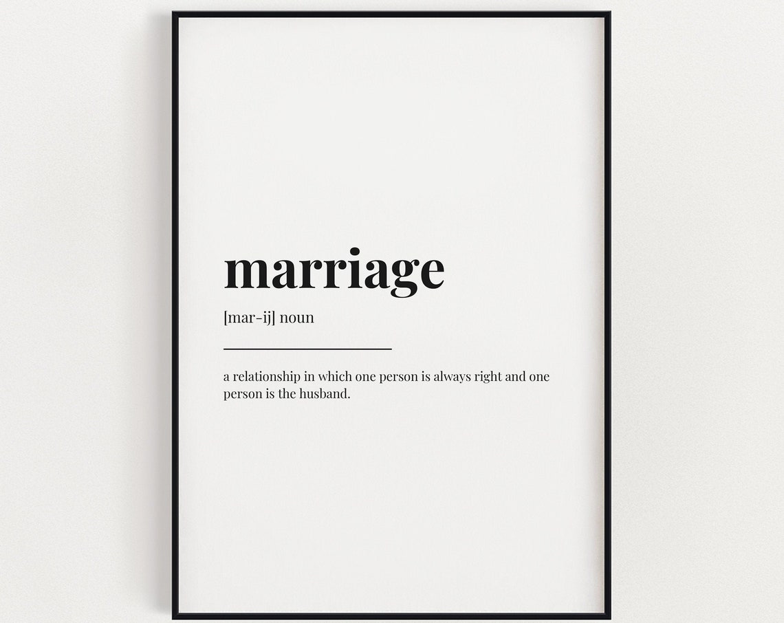 Marriage Definition Meaning Instant Gift For Married Couple Definition Print Wall Decor Home Decor Wall Art