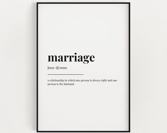 Marriage Definition Meaning Instant Gift For Married Couple Definition Print Wall Decor Home Decor Wall Art