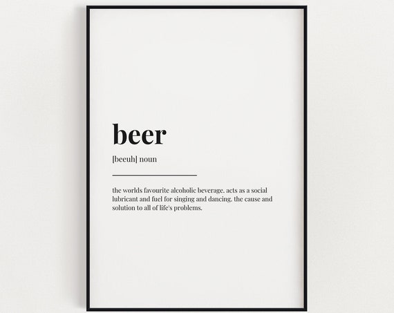 Beer Definition Print Wall Art Instant Decor Home