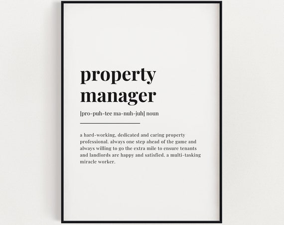 Property Manager Meaning Wall Art Caretaker Print Definition Print Property Manager Gift Print Home Decor