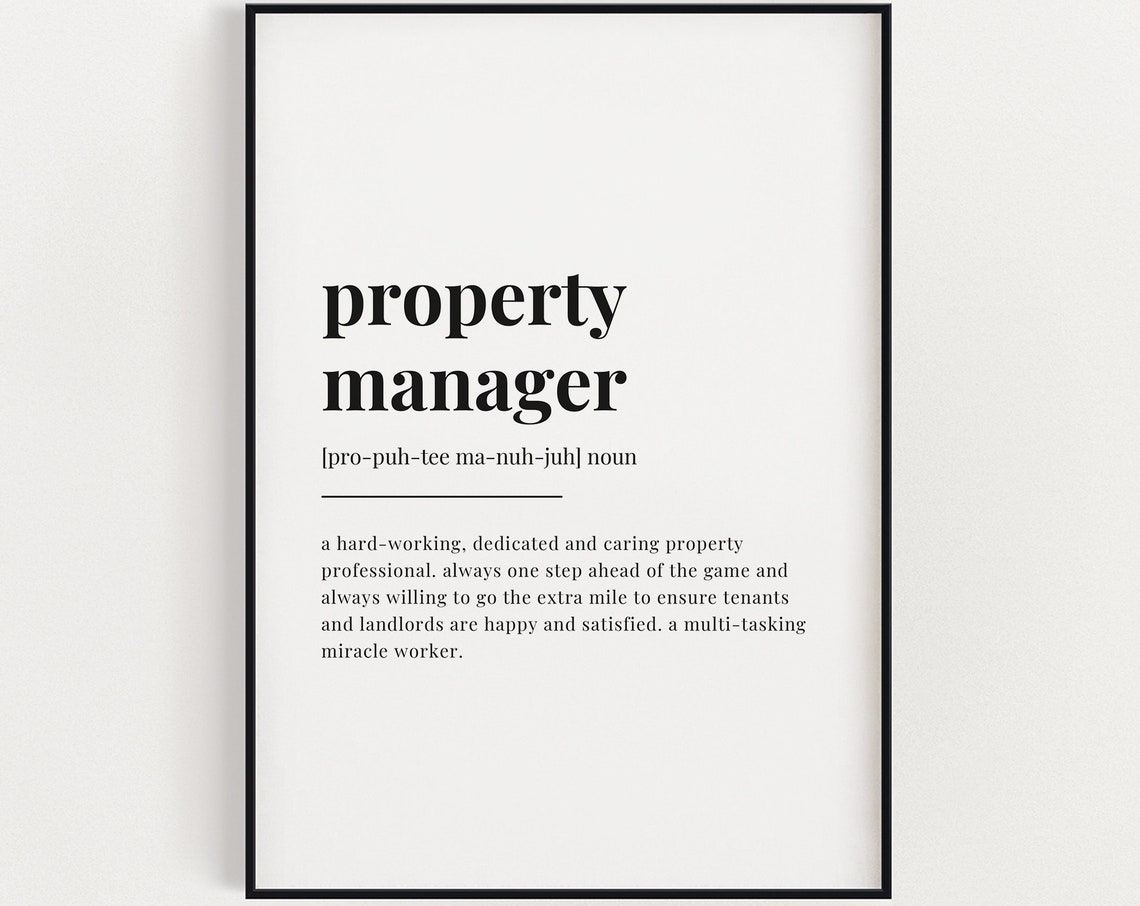 Property Manager Meaning Wall Art Caretaker Print Definition Print Property Manager Gift Print Home Decor