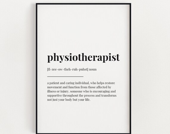 Physiotherapist Definition, Funny Typography Print