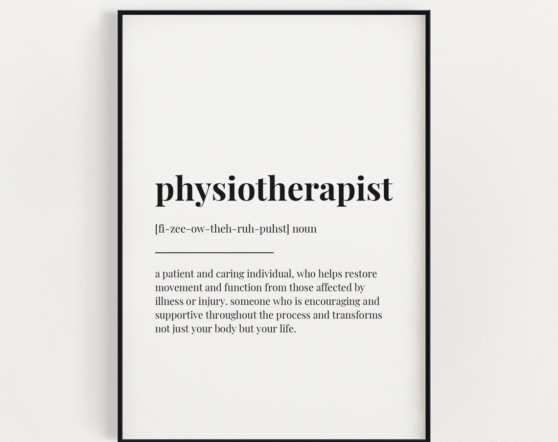 Physiotherapist Definition, Funny Typography Print