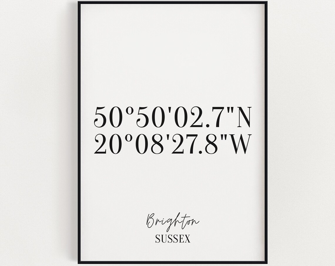 Custom Coordinates Print, Latitude Longitude Map Art
