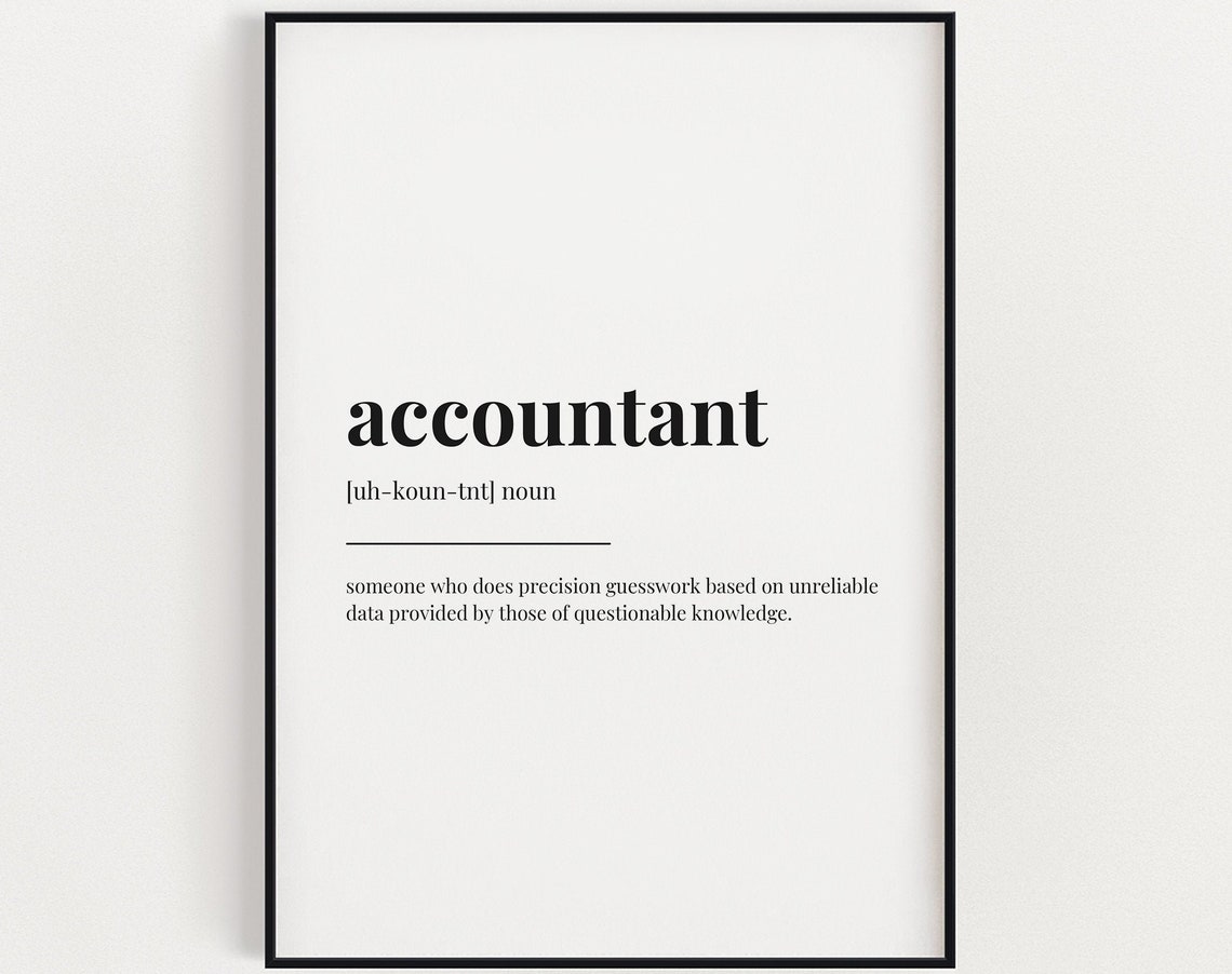 Accountant Definition Typography Art Print, Office Decor