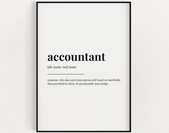 Accountant Definition Typography Art Print, Office Decor