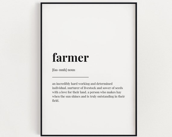 Farmer Definition Art Print, Farmhouse Country Decor
