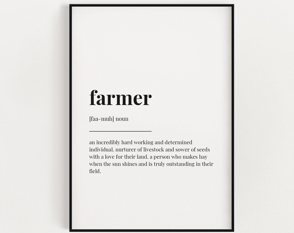 Farmer Definition Art Print, Farmhouse Country Decor