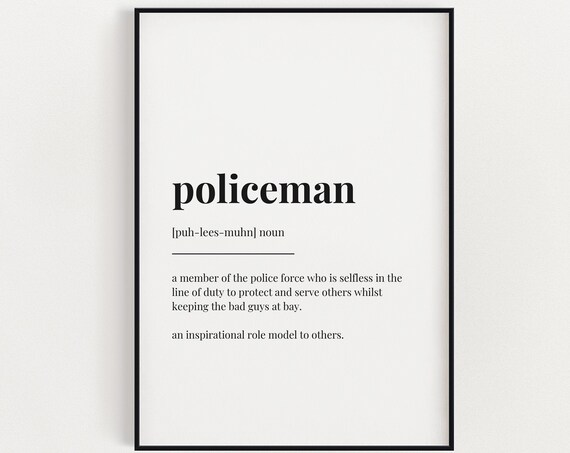 Policeman Definition Dictionary Poster Thank You Gift for Police Officer Decor