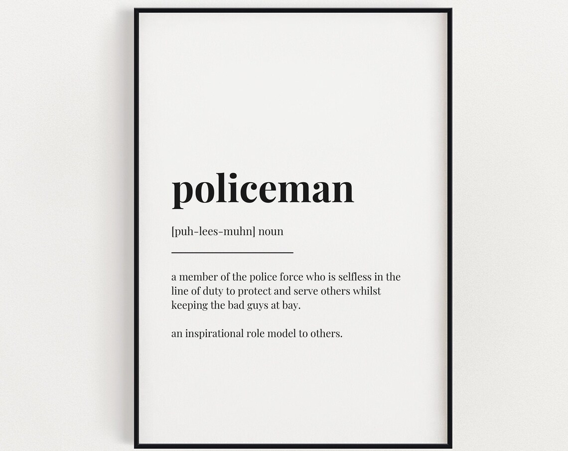 Policeman Definition Dictionary Poster Thank You Gift for Police Officer Decor