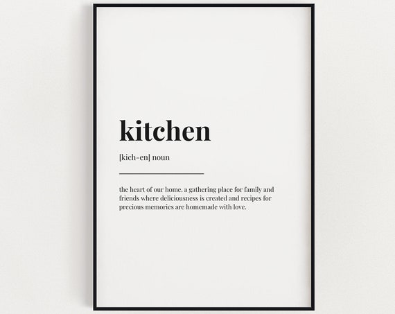 Kitchen Definition Quote, Typography Wall Art