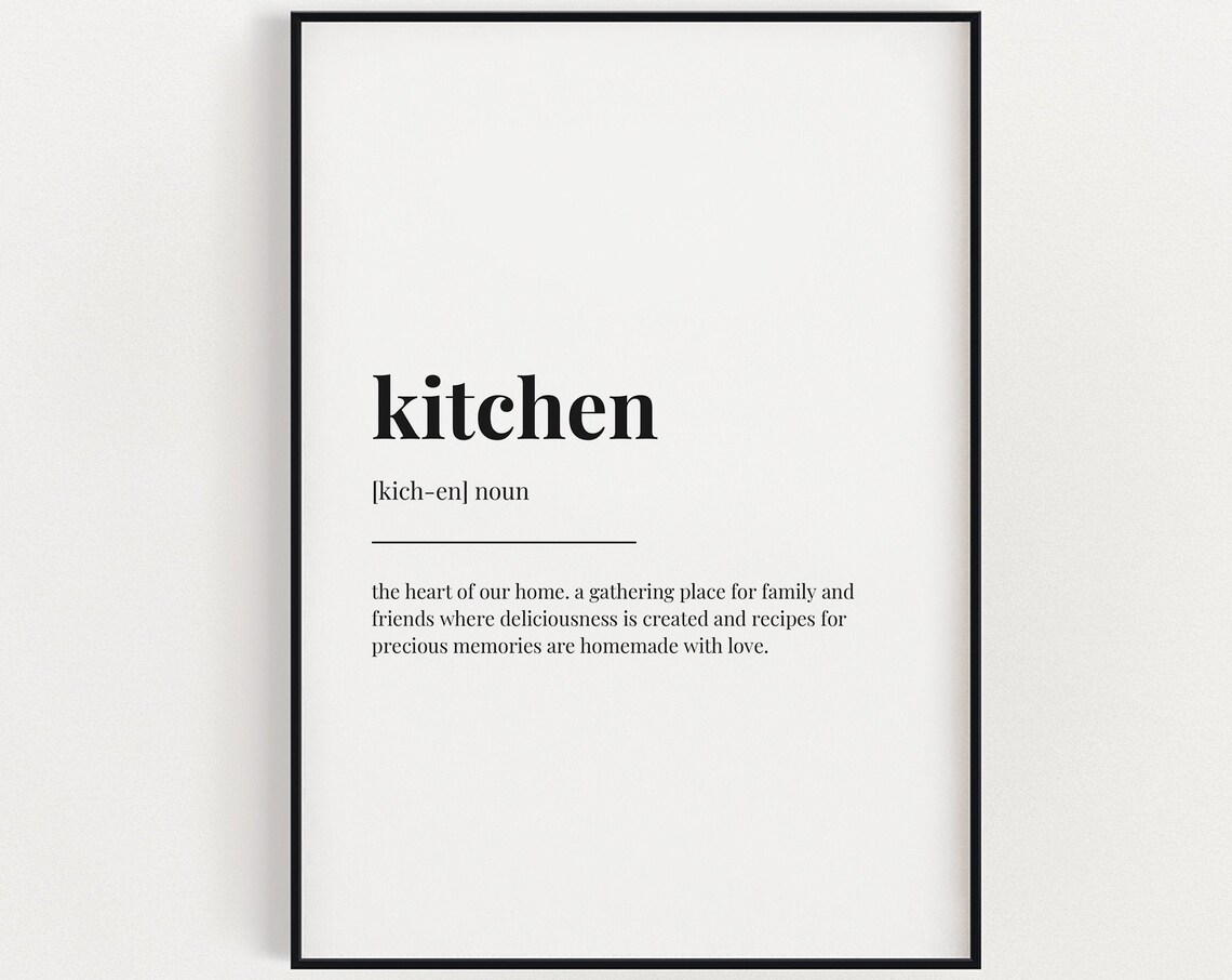 Kitchen Definition Quote, Typography Wall Art