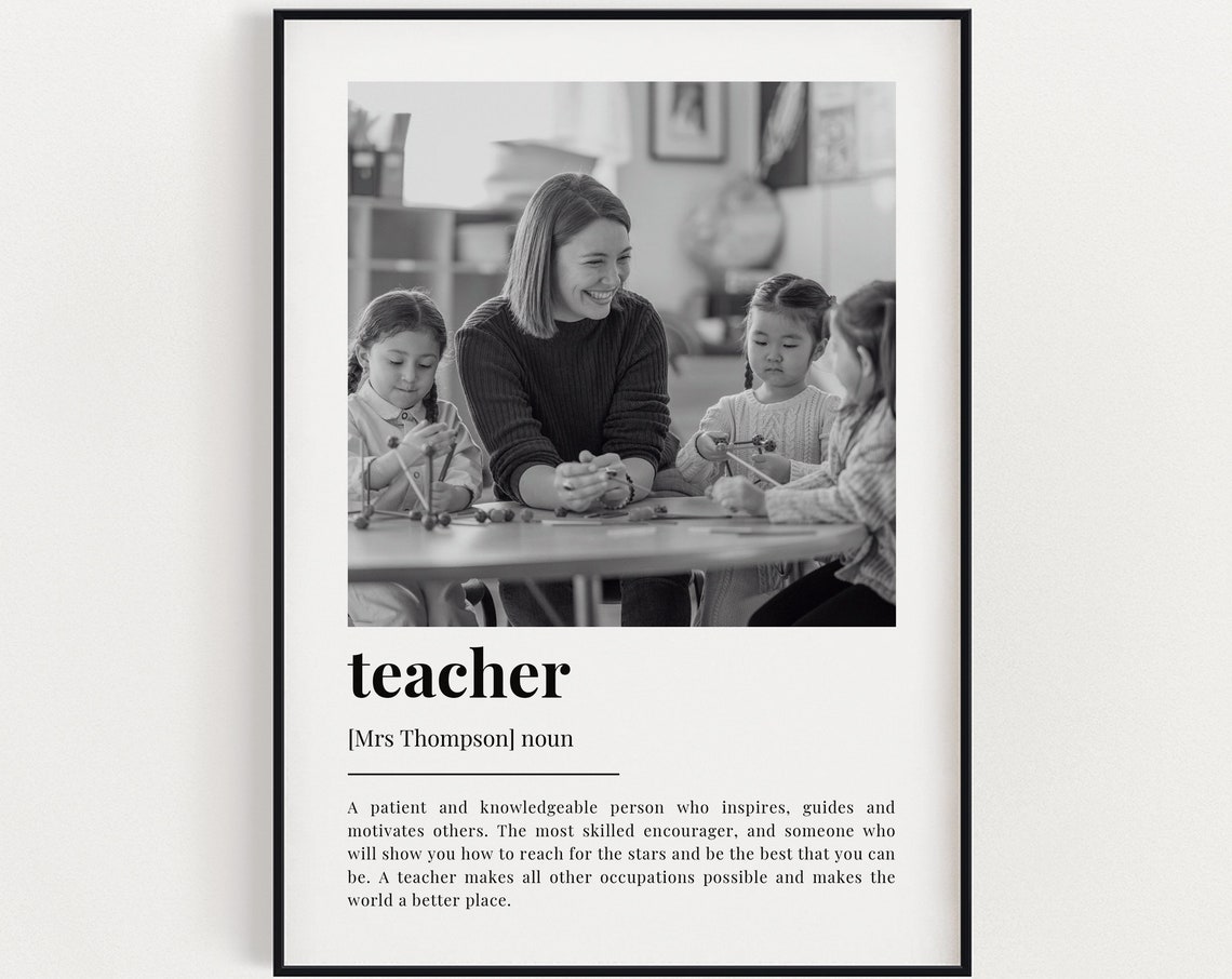 Personalized Teacher Definition Quote Poster for Educator Gift