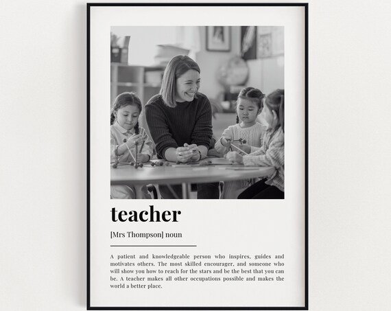 Personalized Teacher Definition Quote Poster for Educator Gift