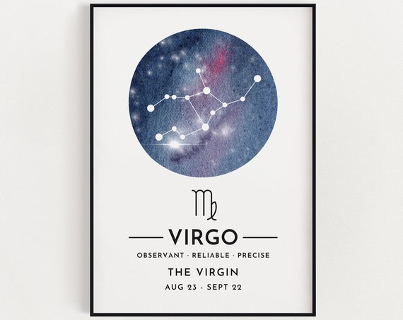 Virgo Star Sign, Zodiac Birthday Gift Art Print