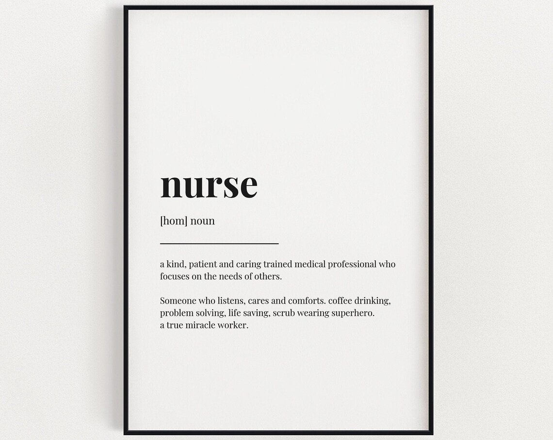 Nurse Definition Typography Quote Poster Medical Graduation Gift Decor