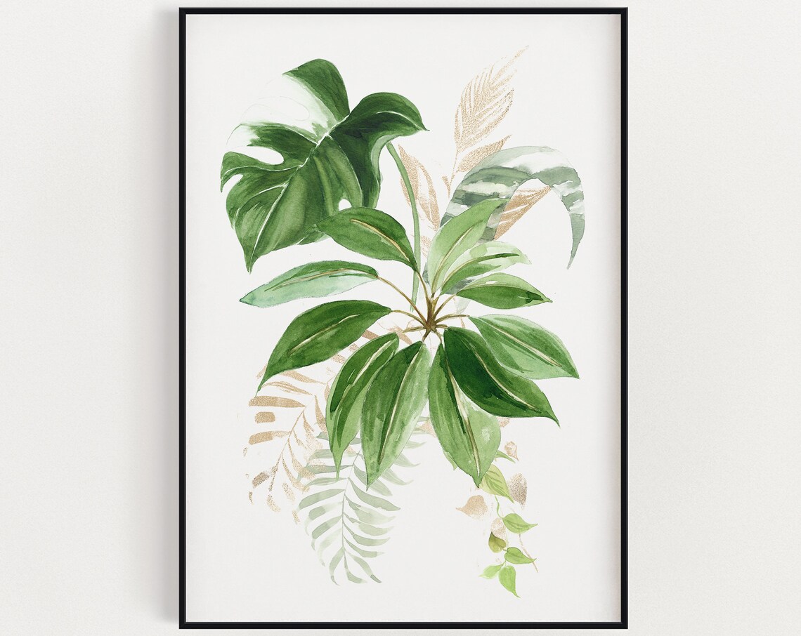 Botanical Wall Art Watercolour Plants Prints Tropical Instant