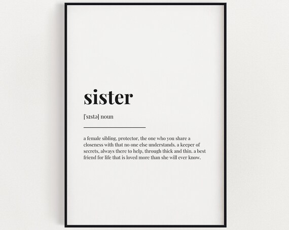 Sister Definition Meaning Gift Print