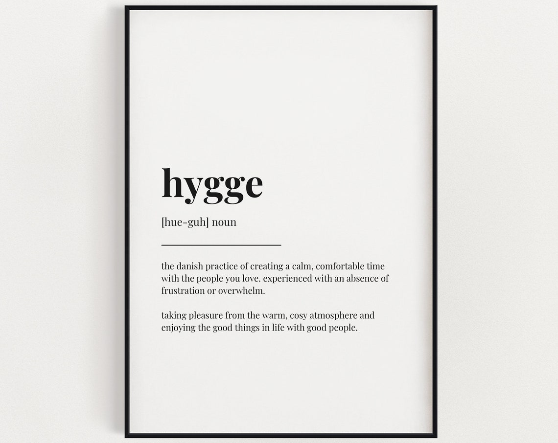 Hygge Definition Quote Print, Typography Wall Art