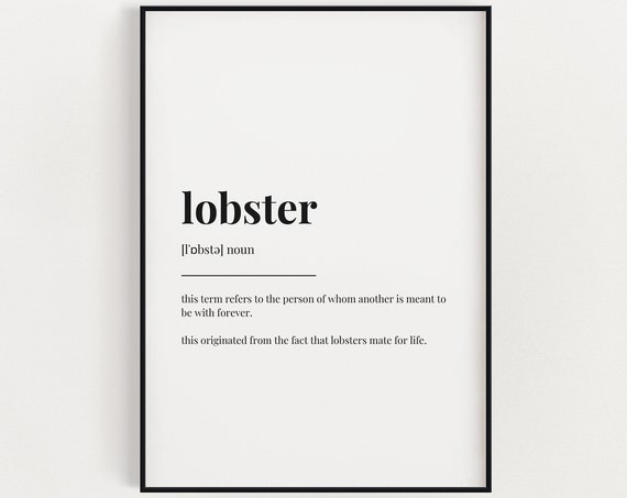 Lobster Definition Quote Print, Wall Art Print