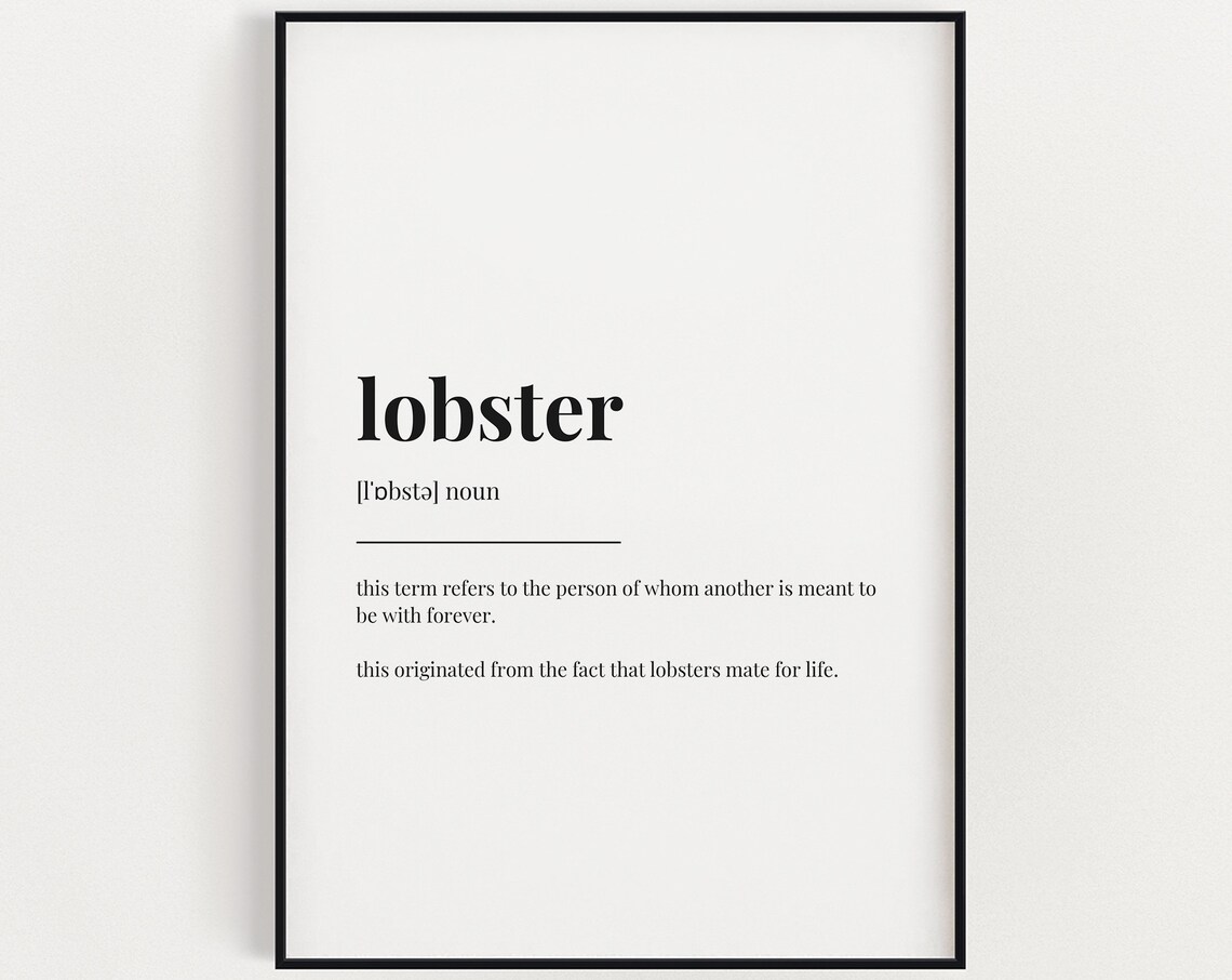 Lobster Definition Quote Print, Wall Art Print