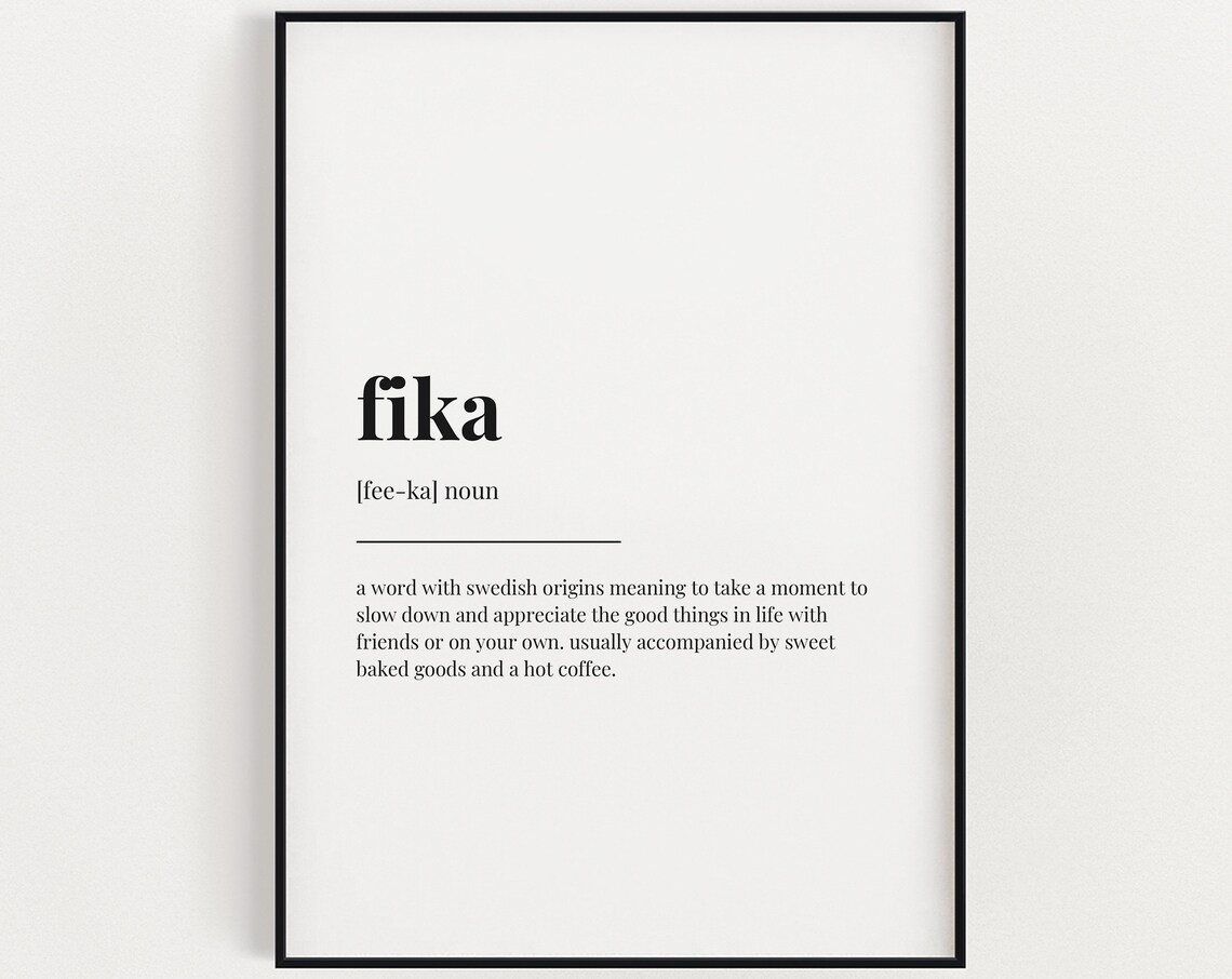 Fika Definition Quote Art Print, Typography Decor
