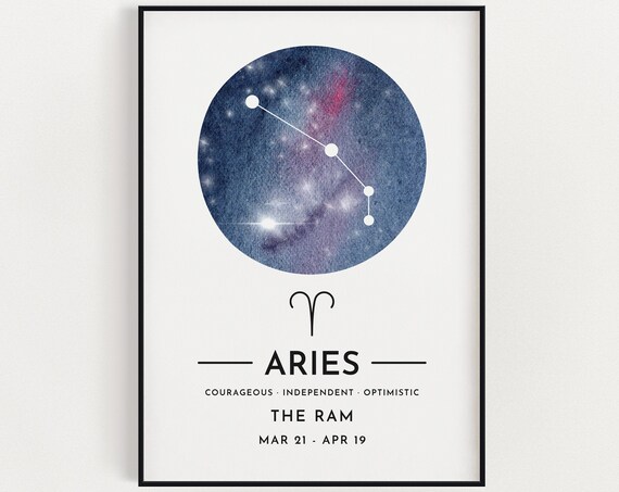 Aries Star Sign Zodiac Wall Art Instant Constellation