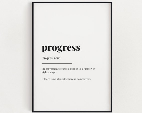 Progress Definition Quote Print, Office Decor