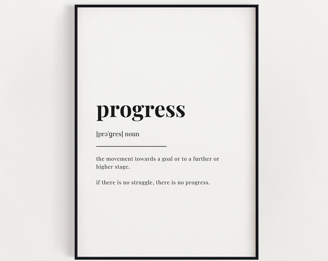 Progress Definition Quote Print, Office Decor