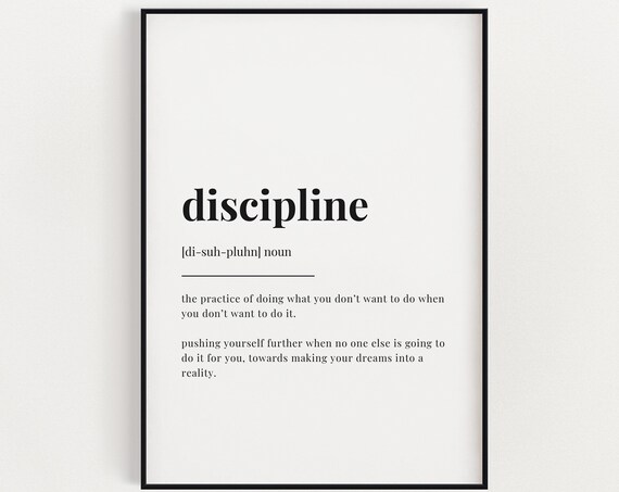 Discipline Definition Quote Print, Typography Art Print