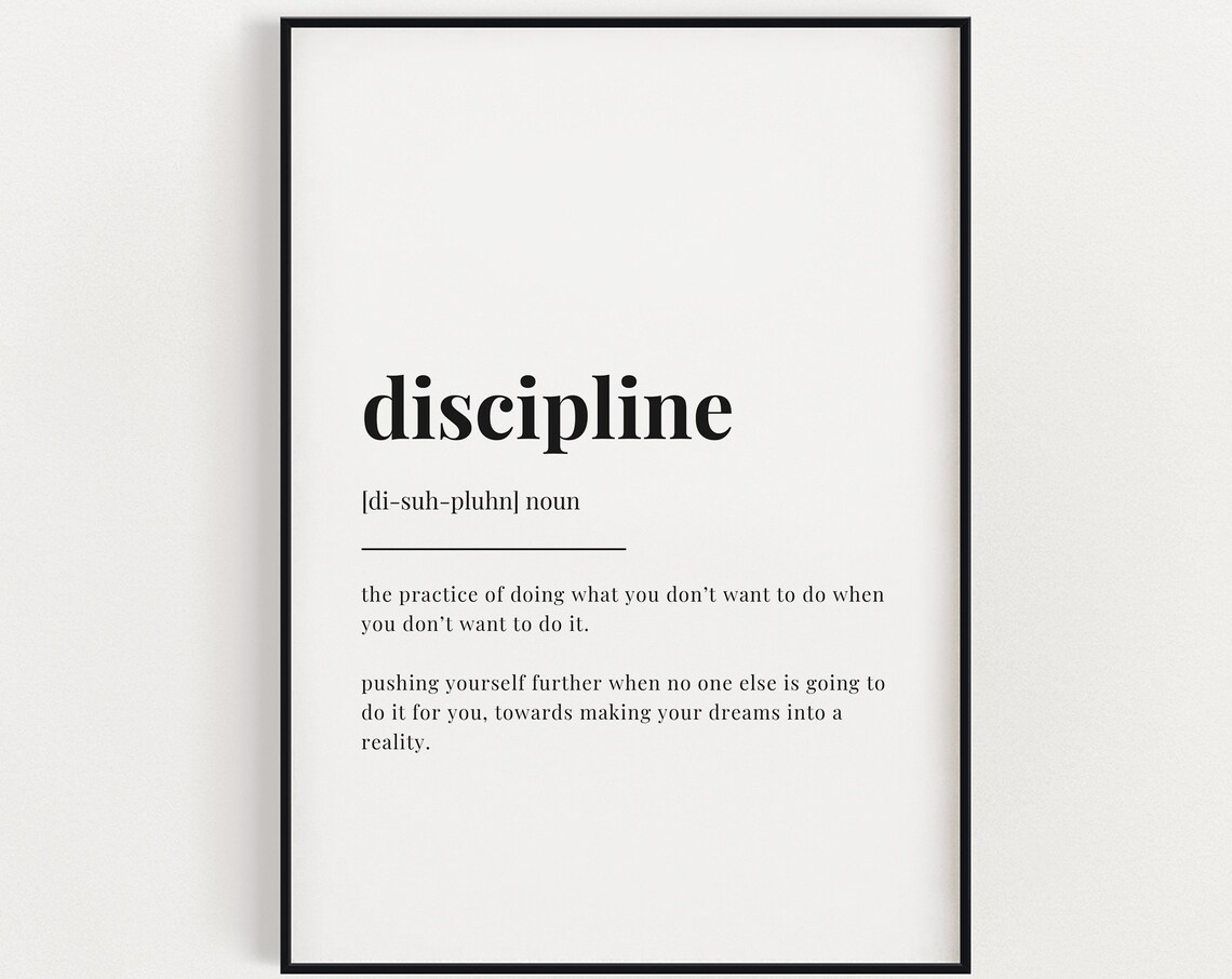 Discipline Definition Quote Print, Typography Art Print
