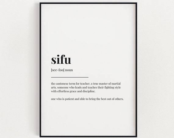 Sifu Definition Quote Print, Martial Arts Gift