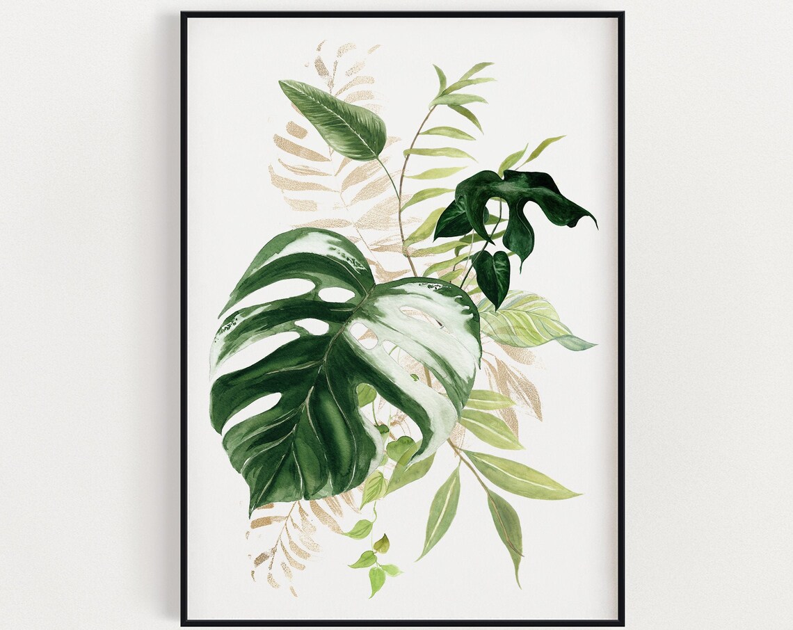 Botanical Wall Art Watercolour Plants Prints Tropical Instant