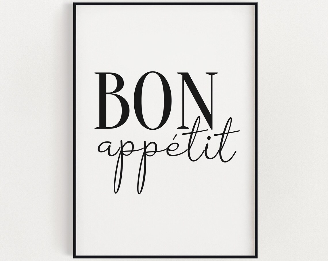 Instant Bon Appetit Kitchen Wall Art, Funny Dining Decor