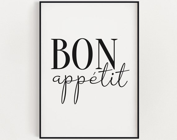 Instant Bon Appetit Kitchen Wall Art, Funny Dining Decor