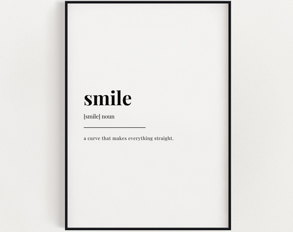 Smile Definition Quote Art Print, Positivity Typography