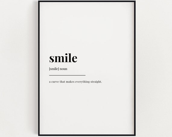 Smile Definition Quote Art Print, Positivity Typography