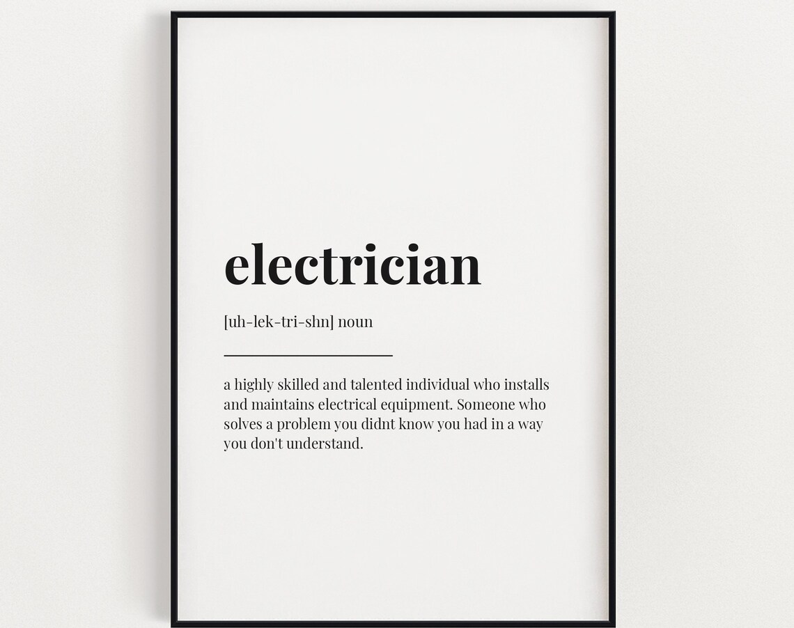 Electrician Meaning Typography Definition Art Print